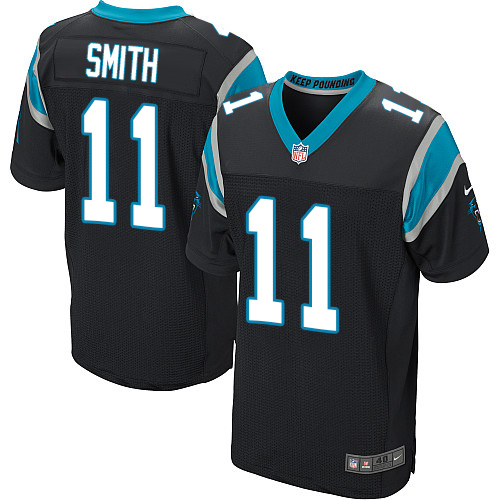 Nike Panthers #11 Torrey Smith Black Team Color Men's Stitched NFL Elite Jersey - Click Image to Close